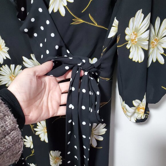 JOSEPH RIBKOFF Multi Floral & Polka Dot Dress Faux Wrap Knee Length Women's 12 - Picture 4 of 16